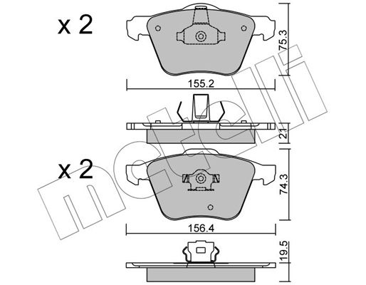 Комплект гальмівних накладок, дискове гальмо METELLI 22-0599-0