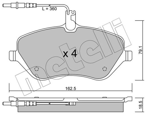 Brake Pad Set, disc brake METELLI 22-0601-0