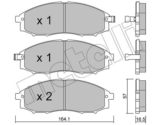 Комплект гальмівних накладок, дискове гальмо METELLI 22-0611-0