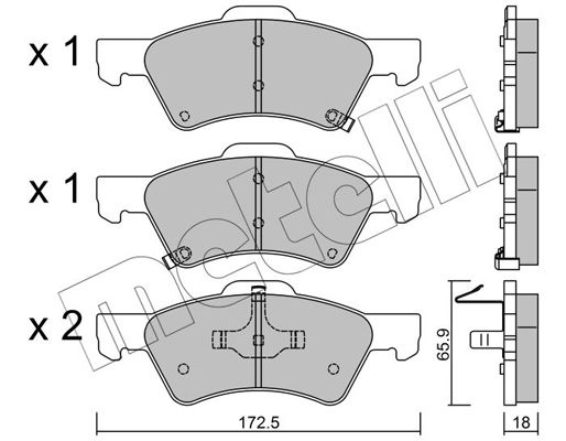 Комплект гальмівних накладок, дискове гальмо METELLI 22-0623-0