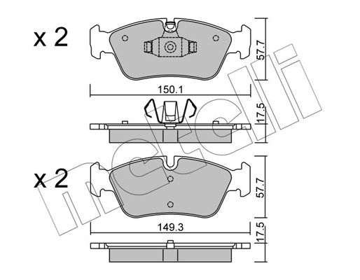 Комплект гальмівних накладок, дискове гальмо METELLI 22-0640-0