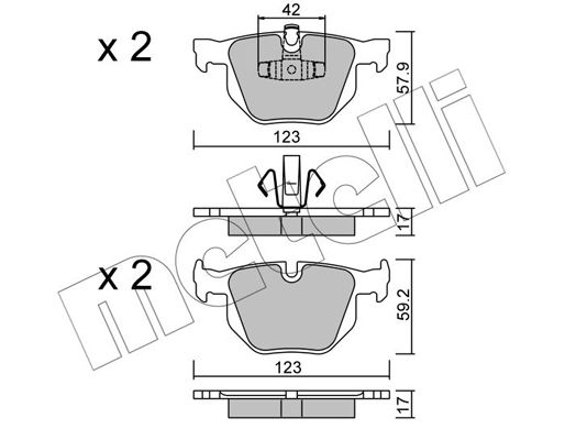 Комплект гальмівних накладок, дискове гальмо METELLI 22-0643-0