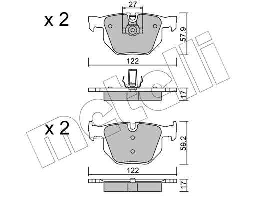 Комплект гальмівних накладок, дискове гальмо METELLI 22-0644-0