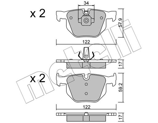 Комплект гальмівних накладок, дискове гальмо METELLI 22-0644-4