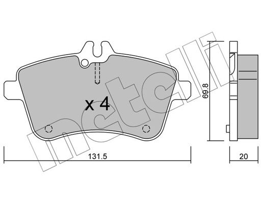 Комплект гальмівних накладок, дискове гальмо METELLI 22-0647-0