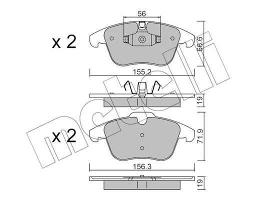 Комплект гальмівних накладок, дискове гальмо METELLI 22-0675-4