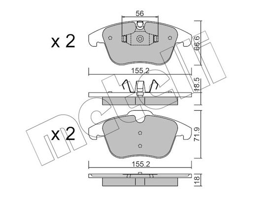 Комплект гальмівних накладок, дискове гальмо METELLI 22-0675-5