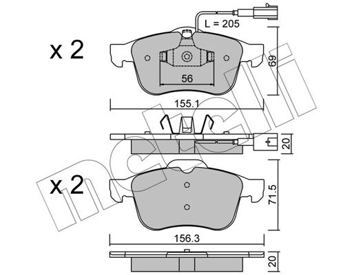 Brake Pad Set, disc brake METELLI 22-0703-0