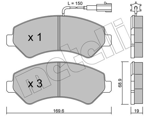 Комплект гальмівних накладок, дискове гальмо METELLI 22-0709-0