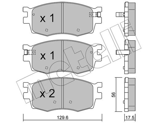 Комплект гальмівних накладок, дискове гальмо METELLI 22-0724-0