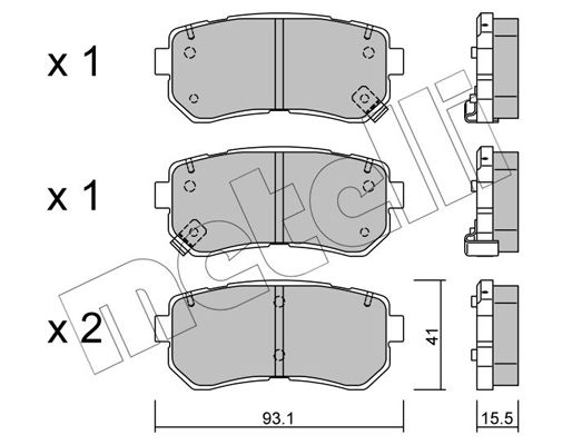 Комплект гальмівних накладок, дискове гальмо METELLI 22-0725-0