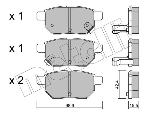 Комплект гальмівних накладок, дискове гальмо METELLI 22-0746-0