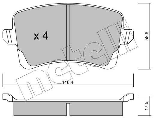 Brake Pad Set, disc brake METELLI 22-0776-0