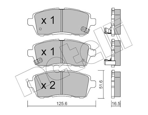 Комплект гальмівних накладок, дискове гальмо METELLI 22-0793-1