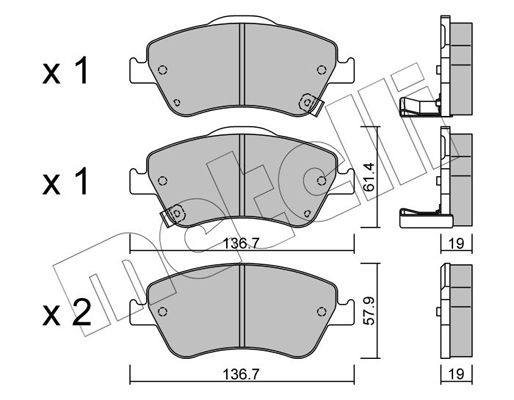 Комплект гальмівних накладок, дискове гальмо METELLI 22-0794-0