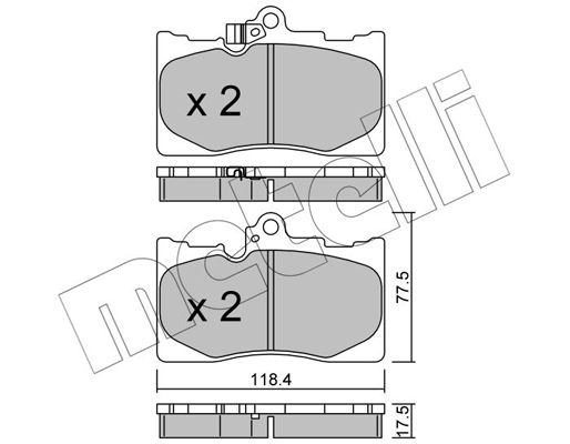 Комплект гальмівних накладок, дискове гальмо METELLI 22-0799-0