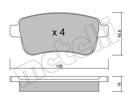 Brake Pad Set, disc brake METELLI 22-0818-0