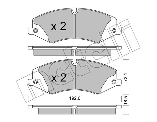 Комплект гальмівних накладок, дискове гальмо METELLI 22-0836-0