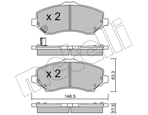 Комплект гальмівних накладок, дискове гальмо METELLI 22-0862-0