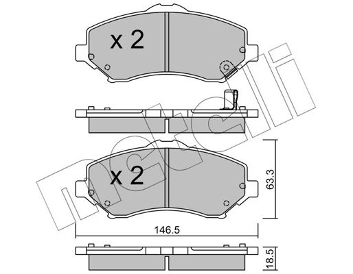 Комплект гальмівних накладок, дискове гальмо METELLI 22-0862-1