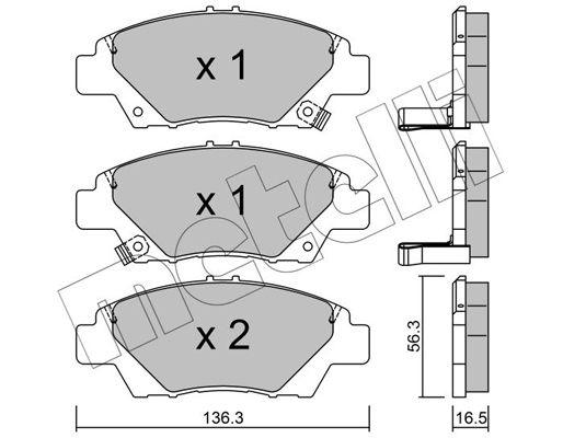 Комплект гальмівних накладок, дискове гальмо METELLI 22-0865-0