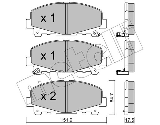 Комплект гальмівних накладок, дискове гальмо METELLI 22-0867-0