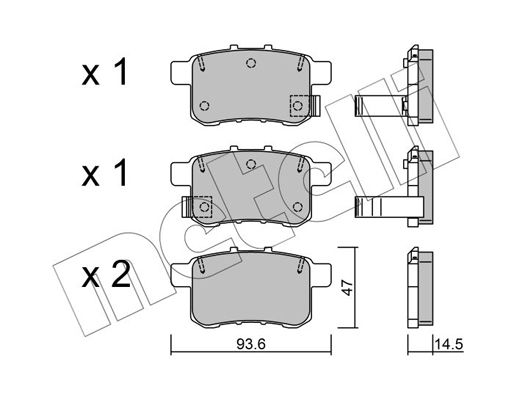 Комплект гальмівних накладок, дискове гальмо METELLI 22-0868-0