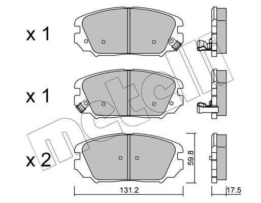 Комплект гальмівних накладок, дискове гальмо METELLI 22-0885-0