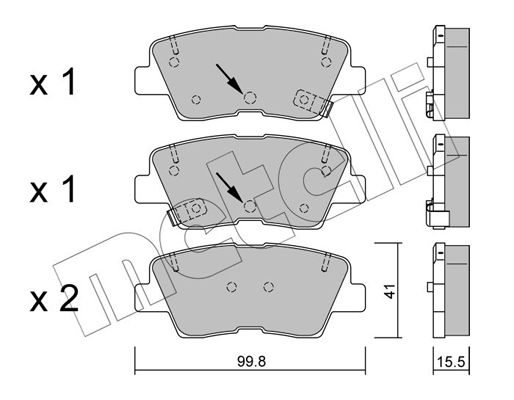 Комплект гальмівних накладок, дискове гальмо METELLI 22-0886-1