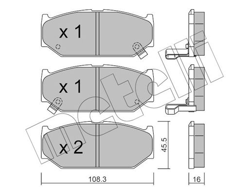 Комплект гальмівних накладок, дискове гальмо METELLI 22-0897-0