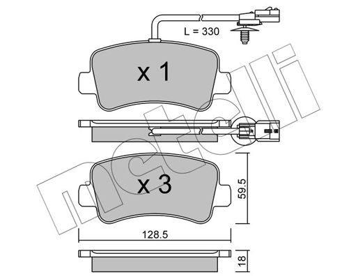 Комплект гальмівних накладок, дискове гальмо METELLI 22-0899-0