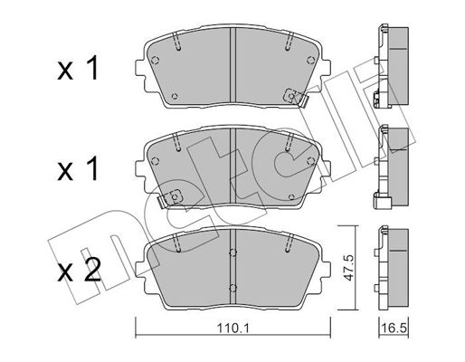 Комплект гальмівних накладок, дискове гальмо METELLI 22-0941-0