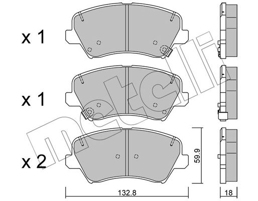 Комплект гальмівних накладок, дискове гальмо METELLI 22-0944-0