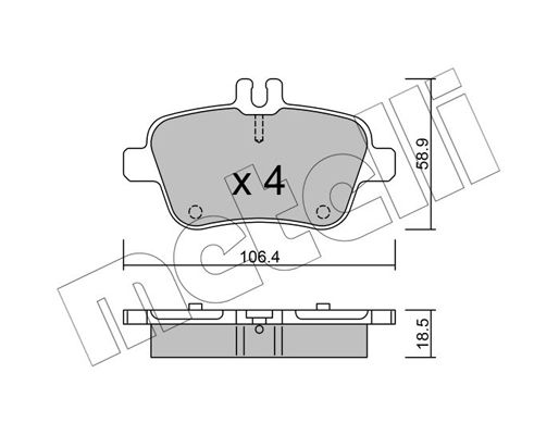 Комплект гальмівних накладок, дискове гальмо METELLI 22-0966-0