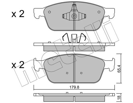 Комплект гальмівних накладок, дискове гальмо METELLI 22-0989-0