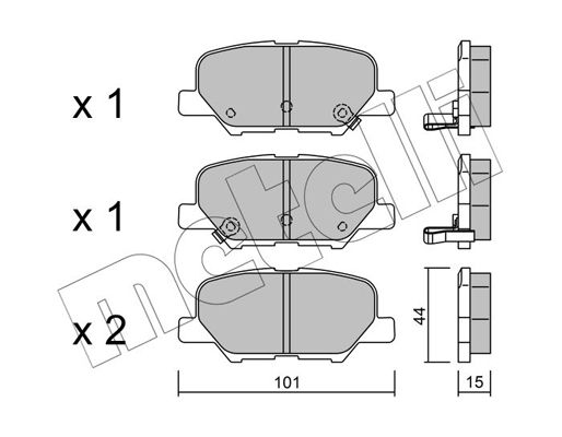 Комплект гальмівних накладок, дискове гальмо METELLI 22-0995-0