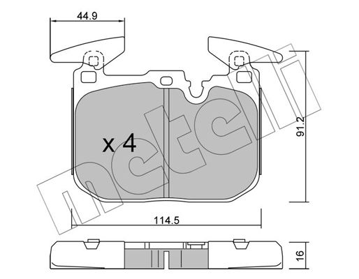 Brake Pad Set, disc brake METELLI 22-1015-3