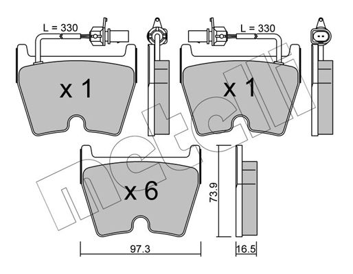 Brake Pad Set, disc brake METELLI 22-1043-0