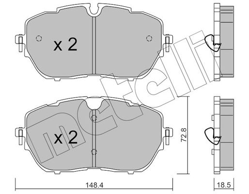 Stabdžių trinkelių rinkinys, diskinis stabdys METELLI 22-1105-0