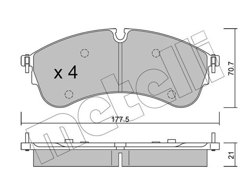 Stabdžių trinkelių rinkinys, diskinis stabdys METELLI 22-1174-0