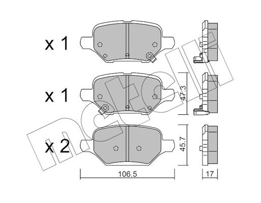 Brake Pad Set, disc brake METELLI 22-1213-0