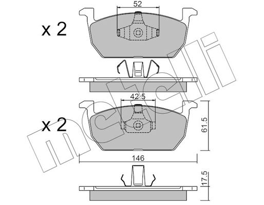 Brake Pad Set, disc brake METELLI 22-1214-0