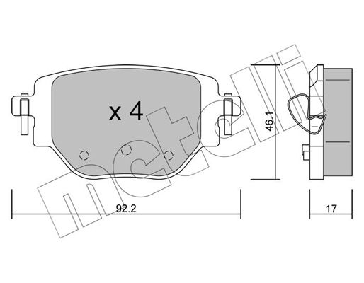 Комплект гальмівних накладок, дискове гальмо METELLI 22-1246-0