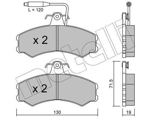 Комплект гальмівних накладок, дискове гальмо METELLI 22-0031-0