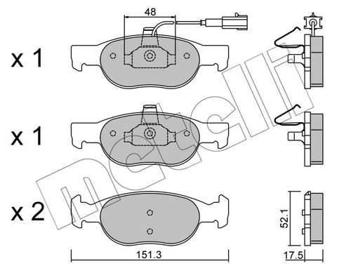 Комплект гальмівних накладок, дискове гальмо METELLI 22-0079-0