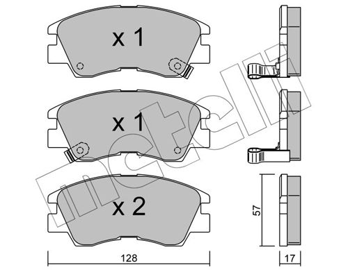 Комплект гальмівних накладок, дискове гальмо METELLI 22-0115-0