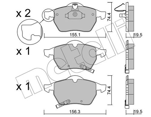 Brake Pad Set, disc brake METELLI 22-0118-1