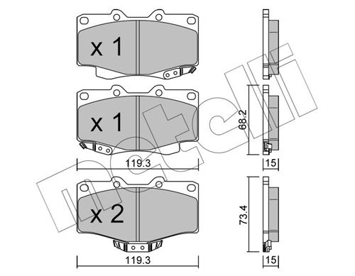 Brake Pad Set, disc brake METELLI 22-0129-0