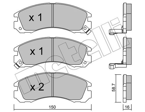 Комплект гальмівних накладок, дискове гальмо METELLI 22-0134-0