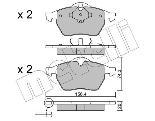 Brake Pad Set, disc brake METELLI 22-0181-2